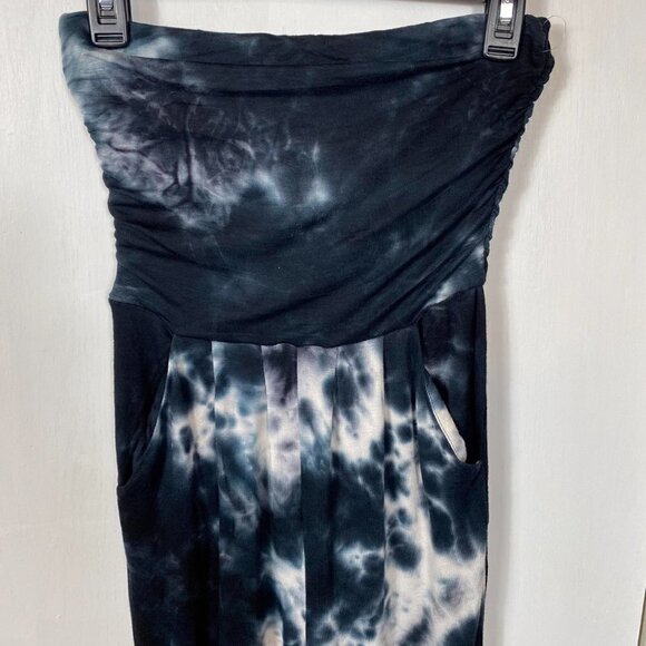 Antistar black and gray tie-dyed strapless romper with pockets. Sz XS - Picture 4 of 7